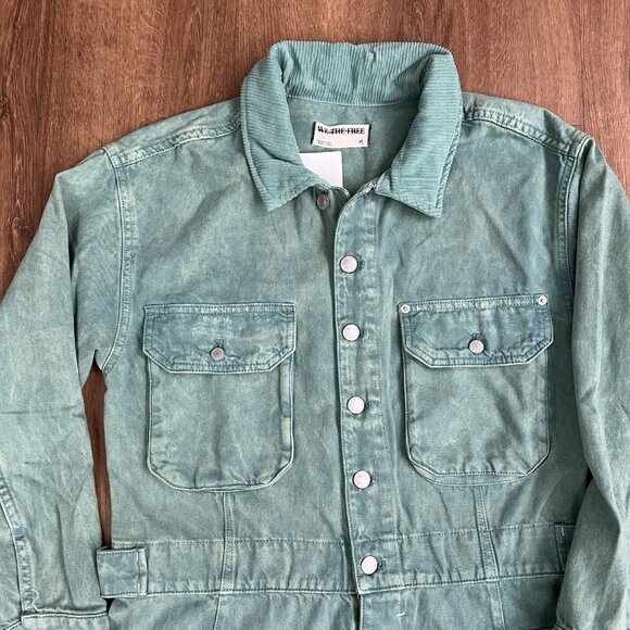 NEW Free People / We The Free / Geronimo Jean Jumpsuit Coverall Teal Green Sz M - Picture 3 of 16